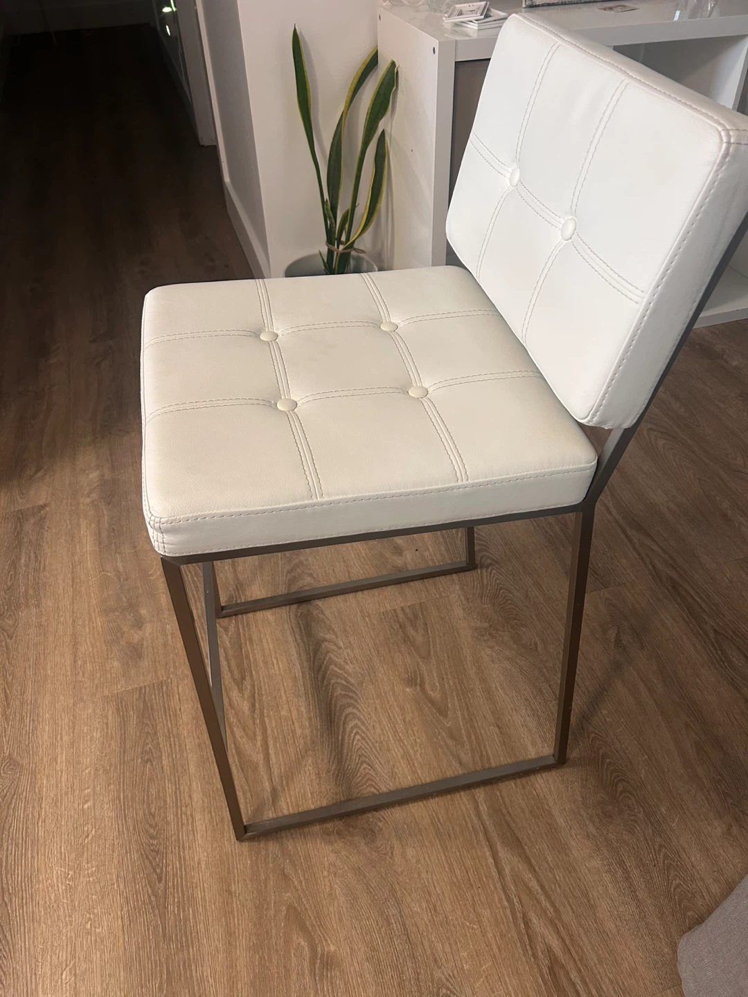 3 White Faux Leather Bar Stool