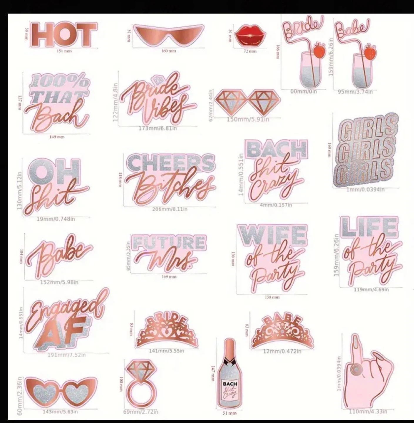 24 Piece Bachelorette Party Photo Booth Props - photo 4