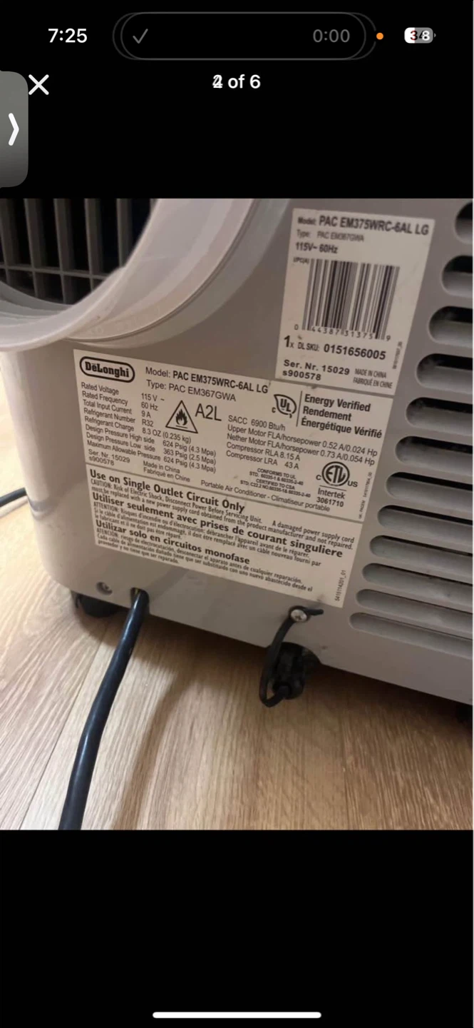 DeLonghi Pinguino PAC EM375WRC-6AL LG Portable Air Conditioner - photo 2