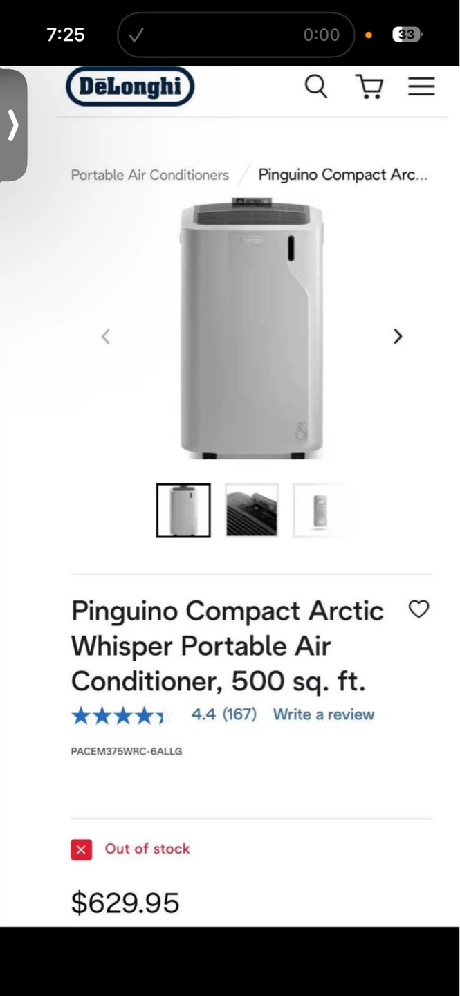 DeLonghi Pinguino PAC EM375WRC-6AL LG Portable Air Conditioner - photo 5