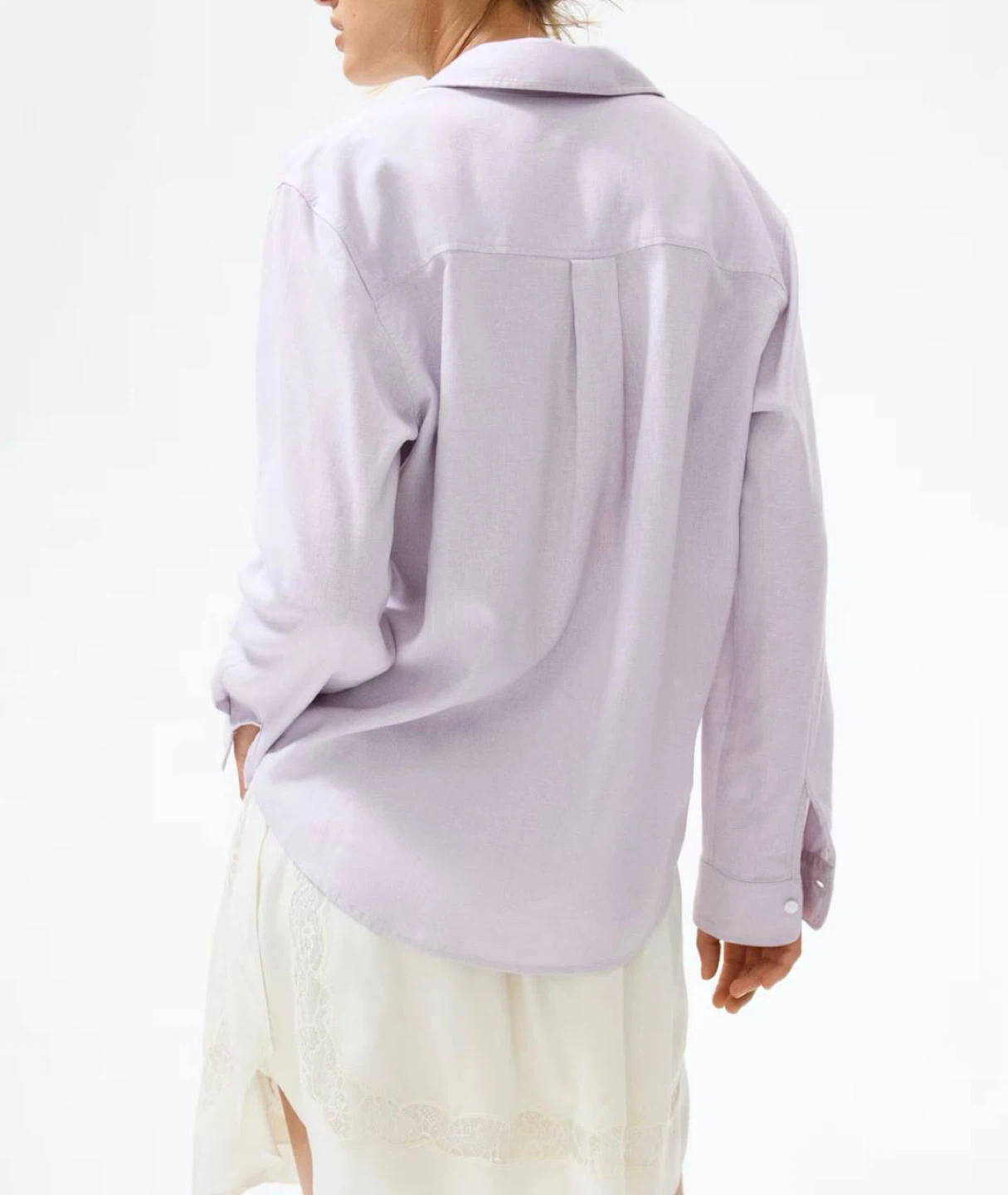 Light Purple Linen Blend Button Up Shirt , XL - photo 4