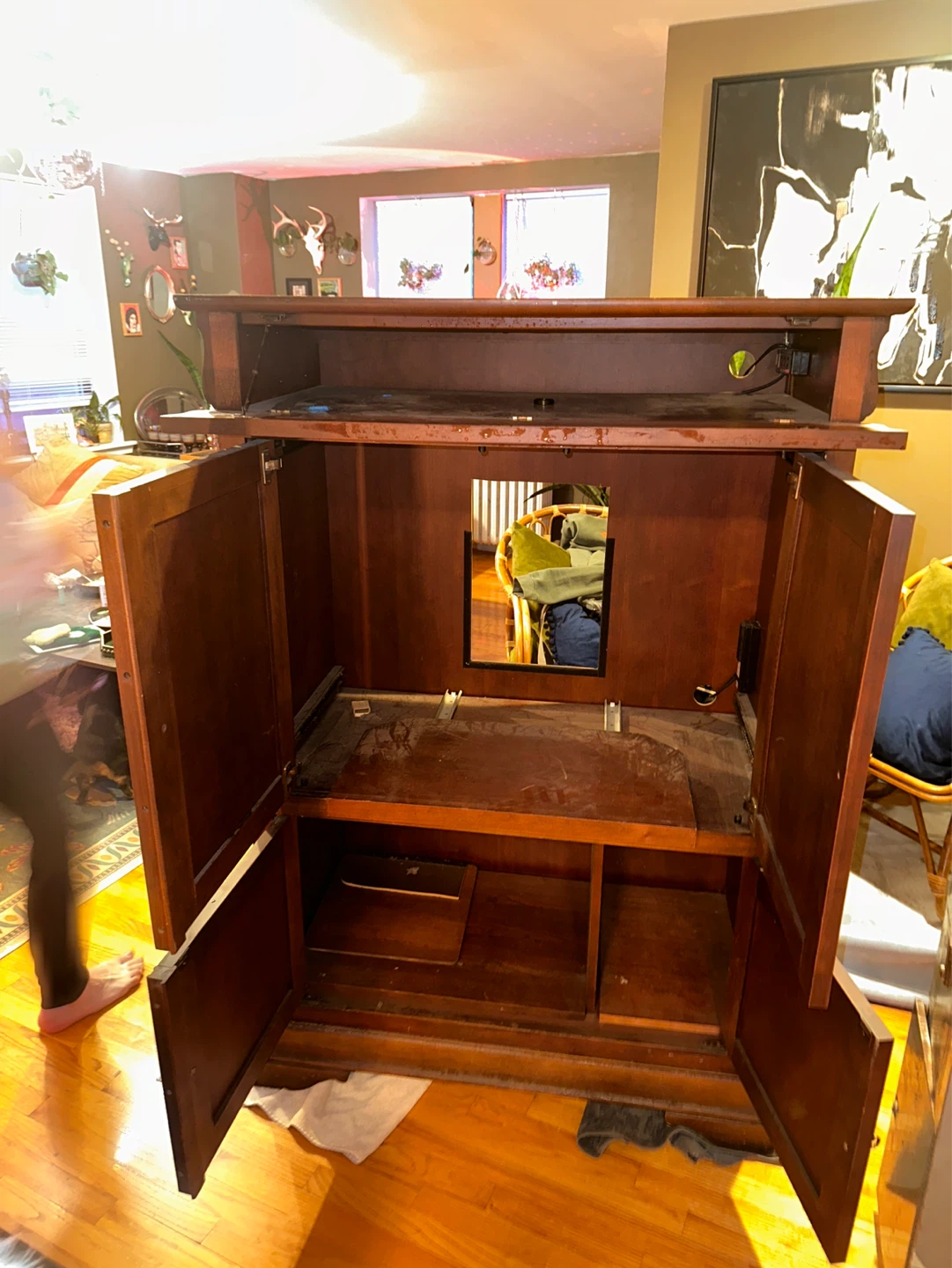 Vintage Wooden Armoire Wardrobe - photo 2