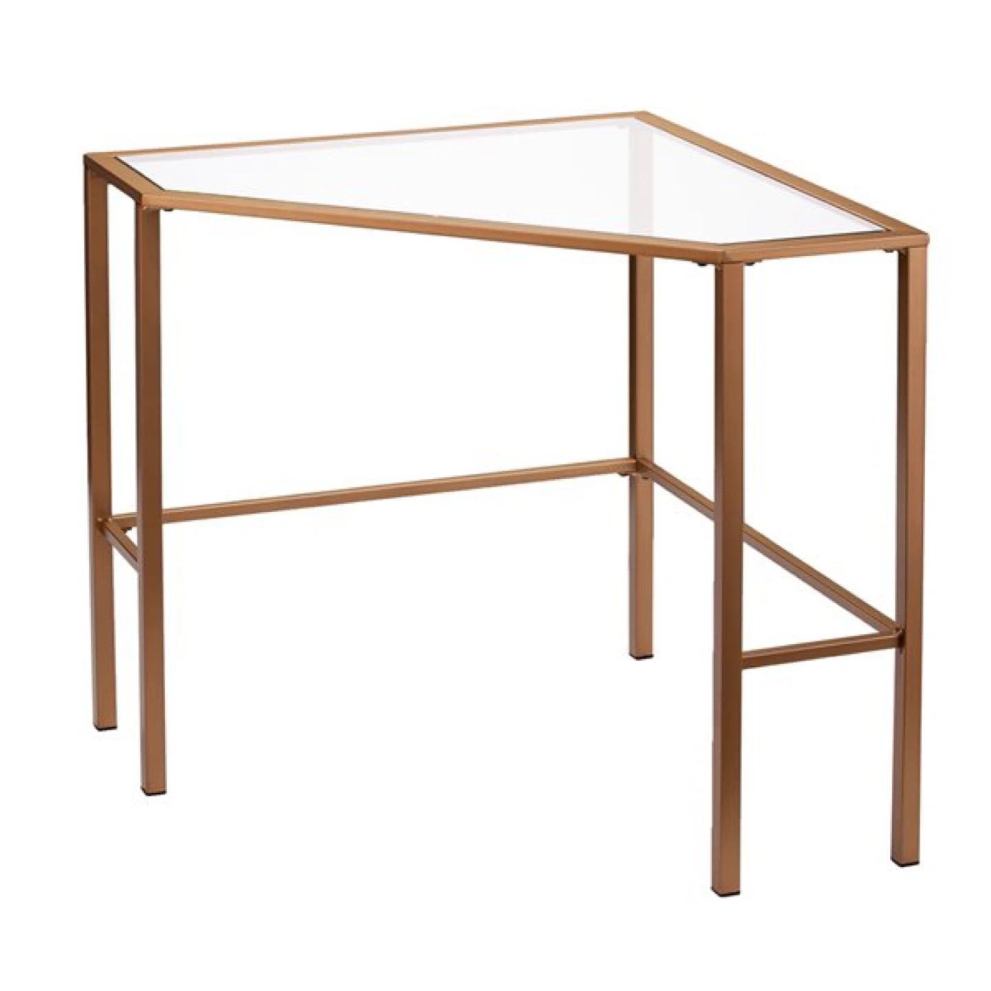 Corner Desk - Glass Top with Gold Metal Frame
