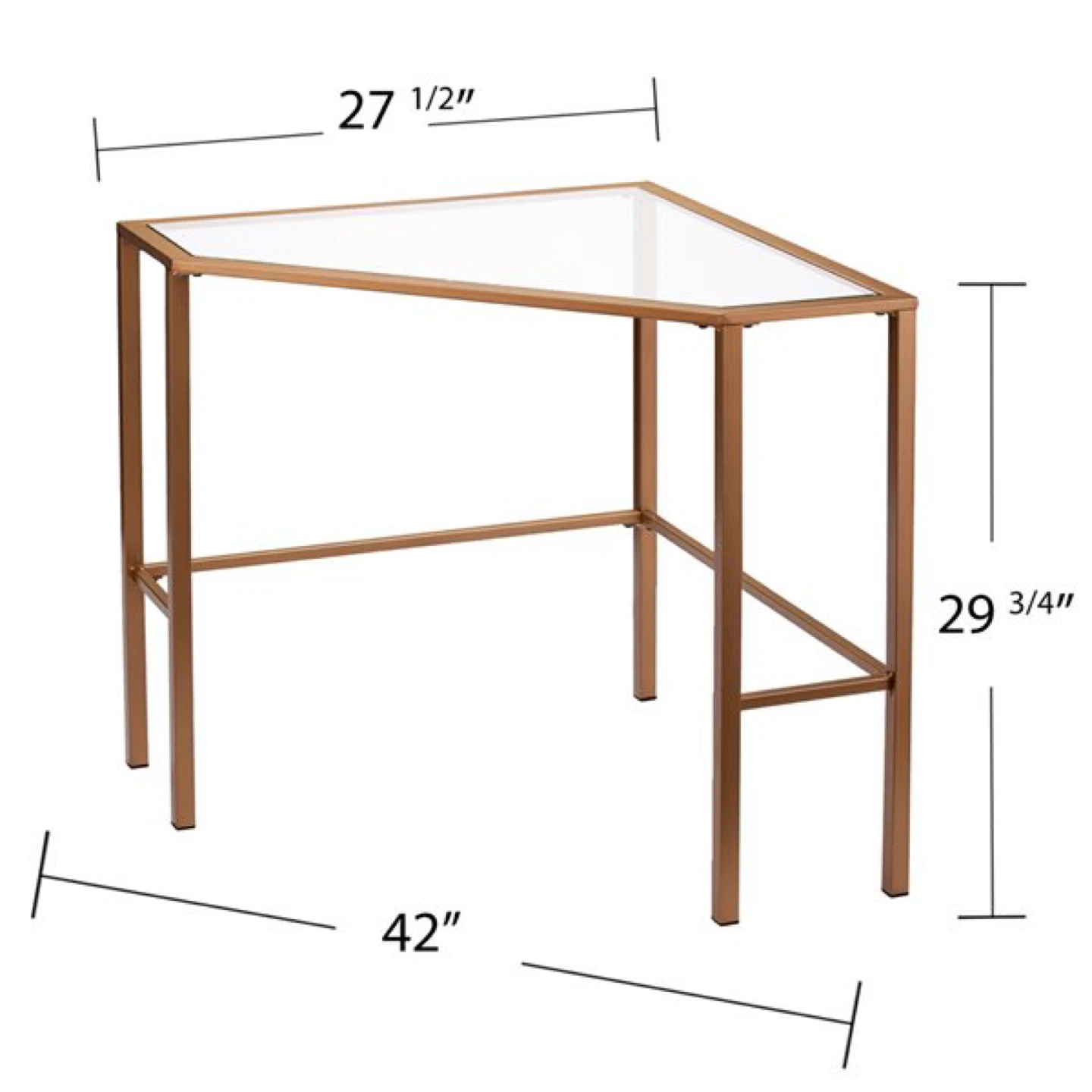 Corner Desk - Glass Top with Gold Metal Frame - photo 3
