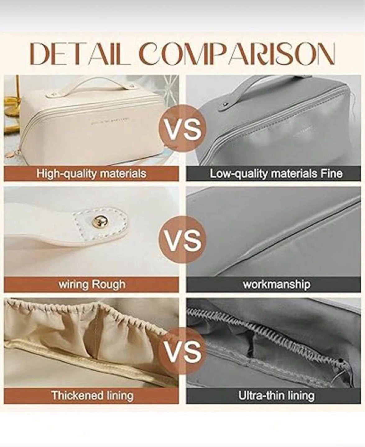Large Makeup Bag / Travel Cosmetic Organizer (White) - photo 4