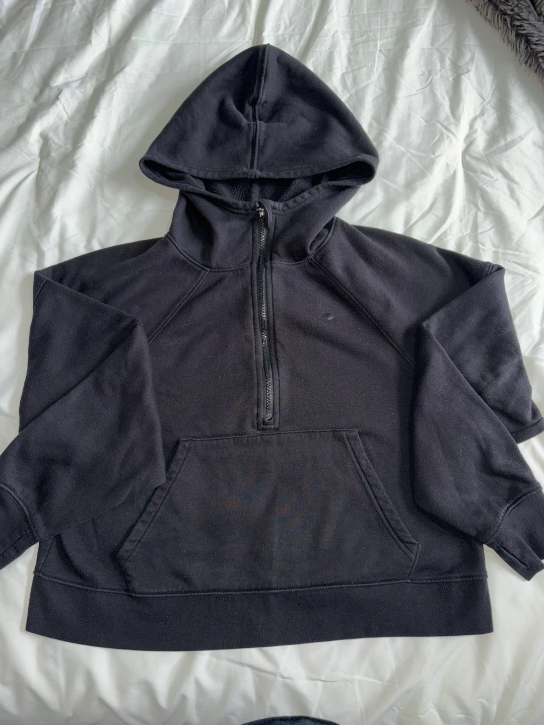 Athletic Works Black Quarter Zip Cropped Hoodie