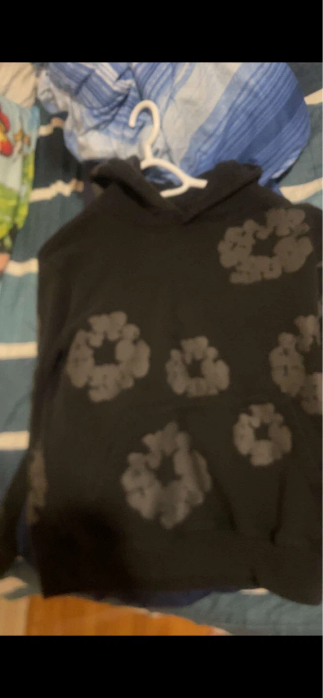 Black hoodie with grey floral print