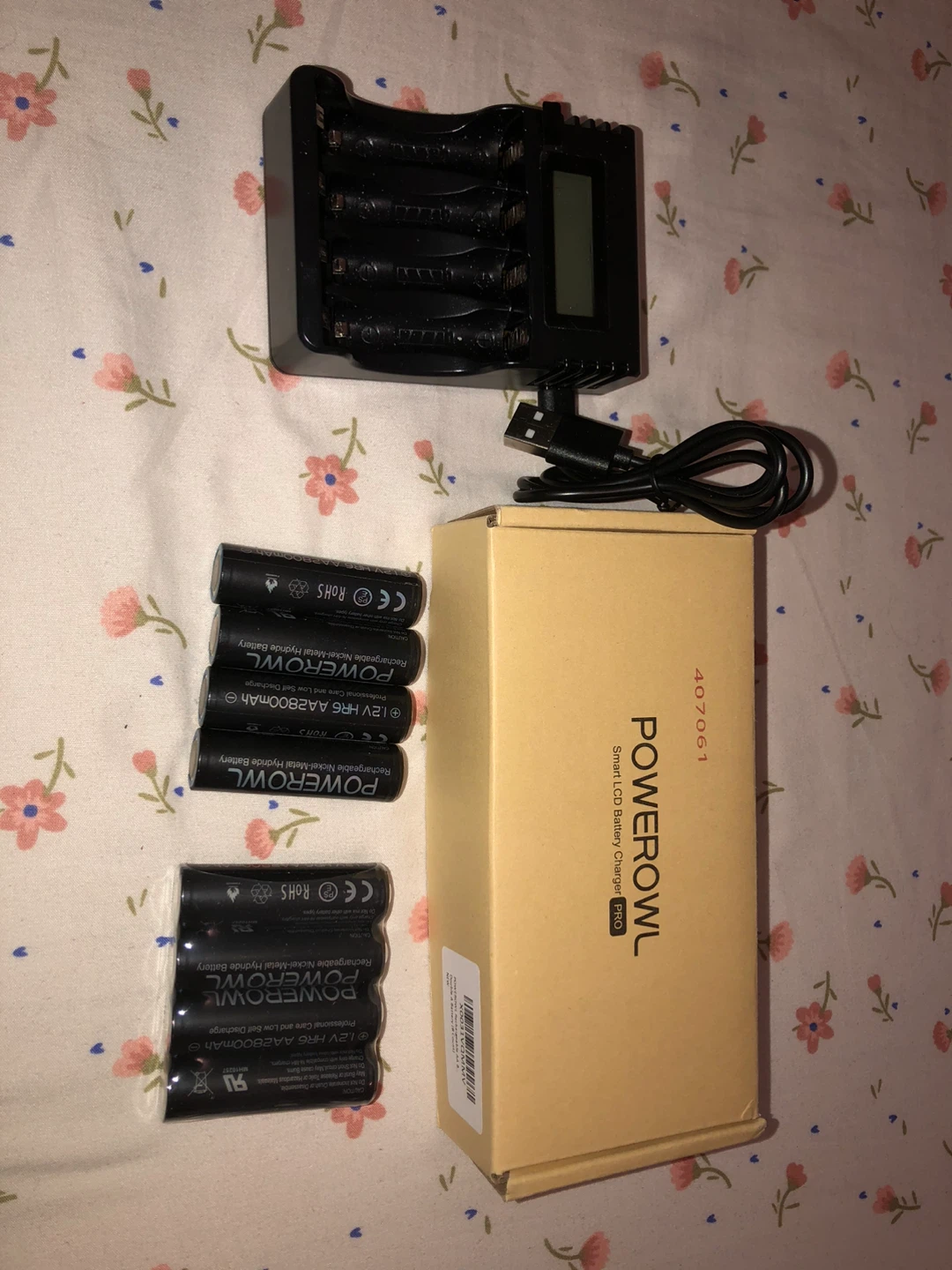 AA Battery Charger with 8 Rechargeable Batteries
