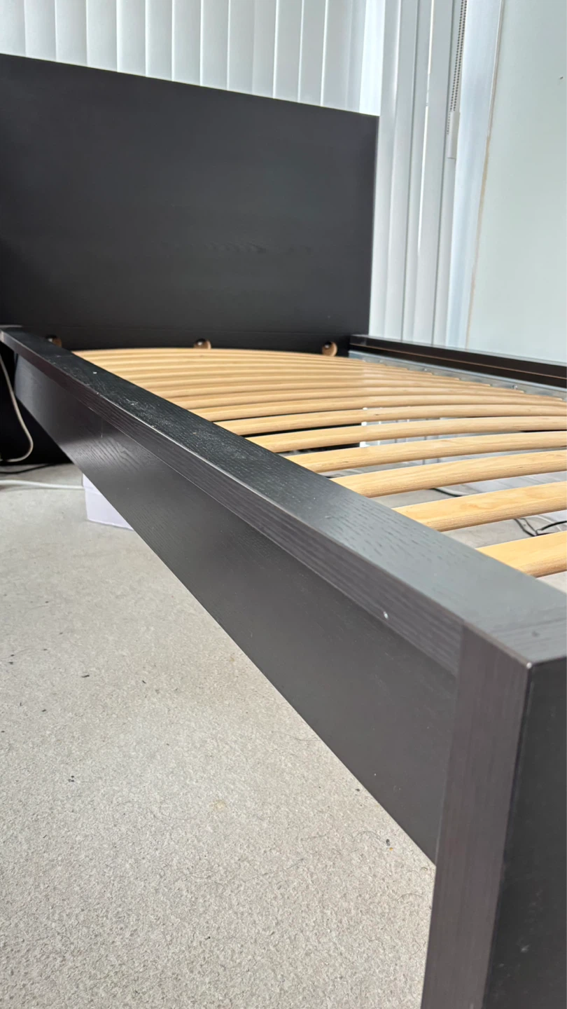 IKEA MALM Twin Bed Frame with Luroy Slats - Black-Brown - photo 3