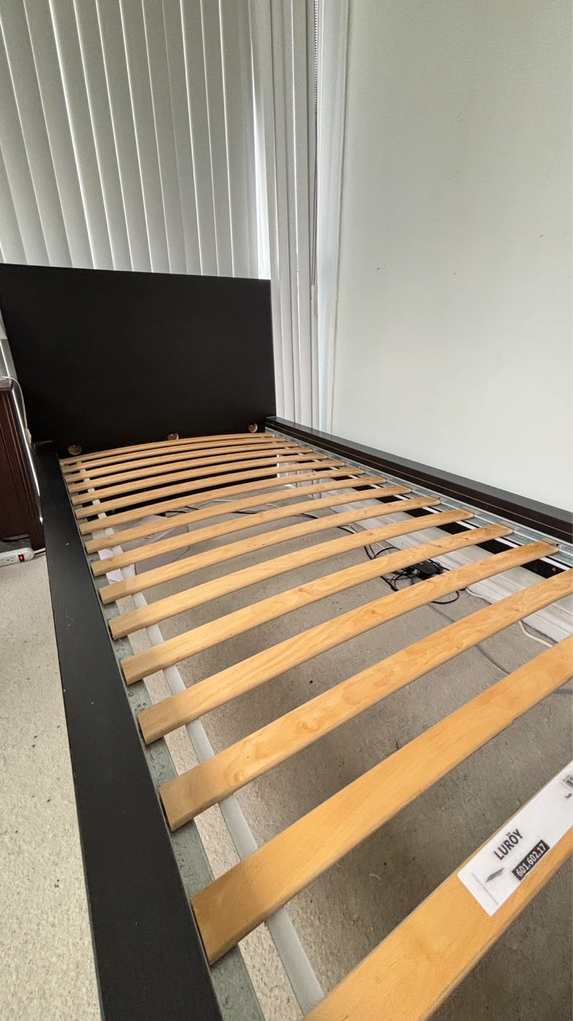 IKEA MALM Twin Bed Frame with Luroy Slats - Black-Brown - photo 4
