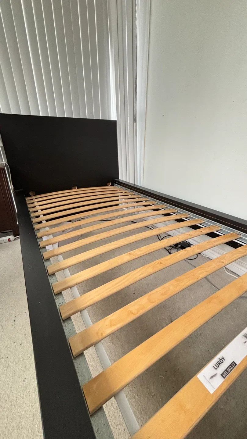 IKEA MALM Twin Bed Frame with Luroy Slats - Black-Brown - photo 4