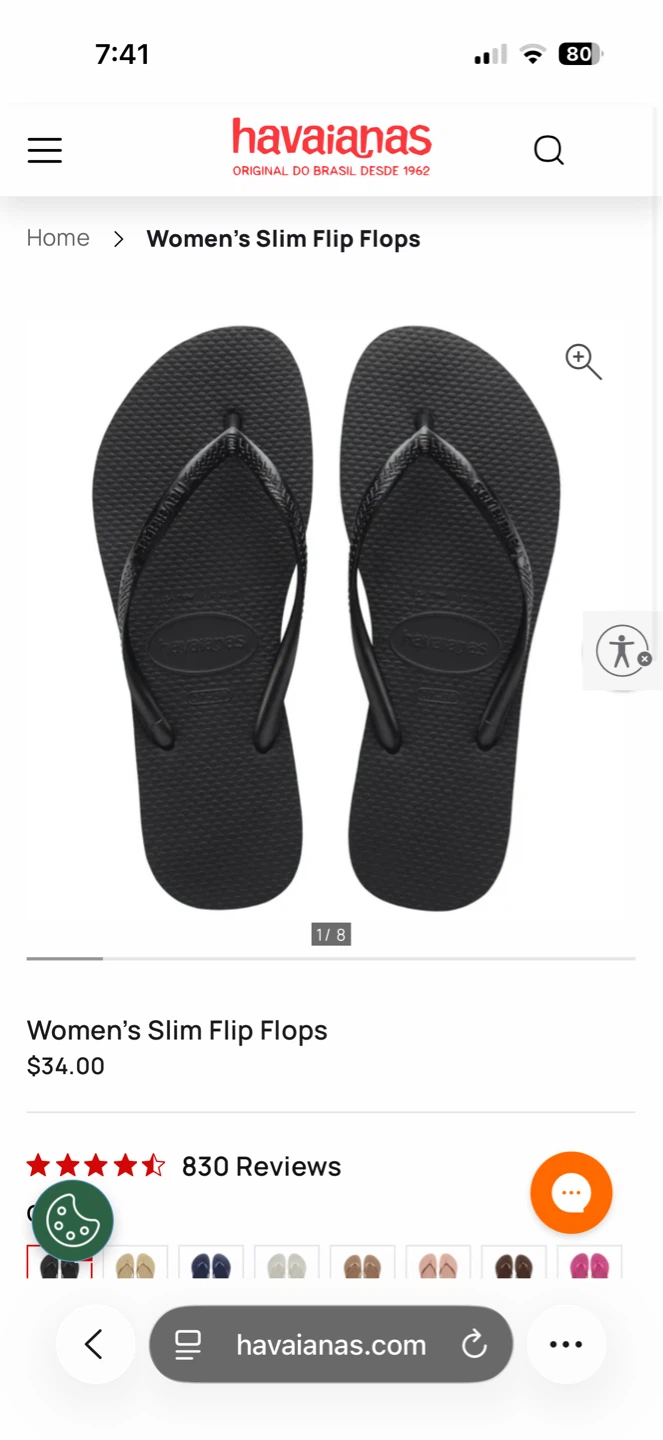 Havaianas Black Slim Flip Flops - Women's Size 35-36