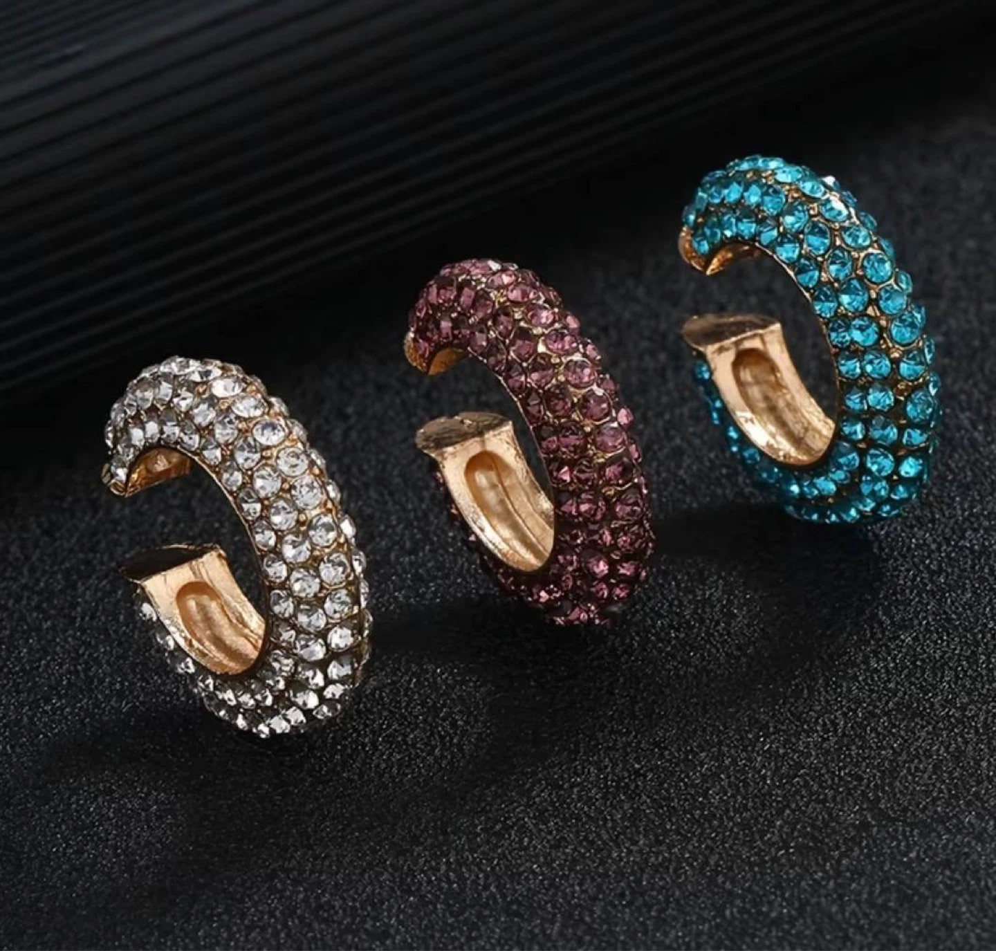 Crystal rhinestone ear cuff set ( 3 pieces) - photo 5