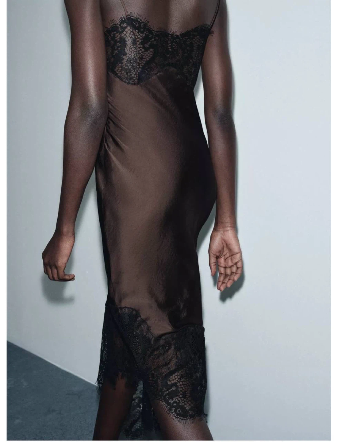 ZARA Asymmetric Satin Lace Dress – Size S (New Collection) - photo 2