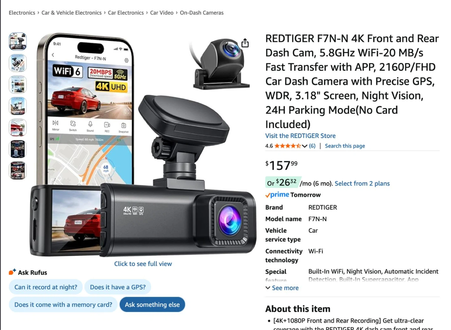F7N-N 4K Front & Rear Dash Cam - photo 2