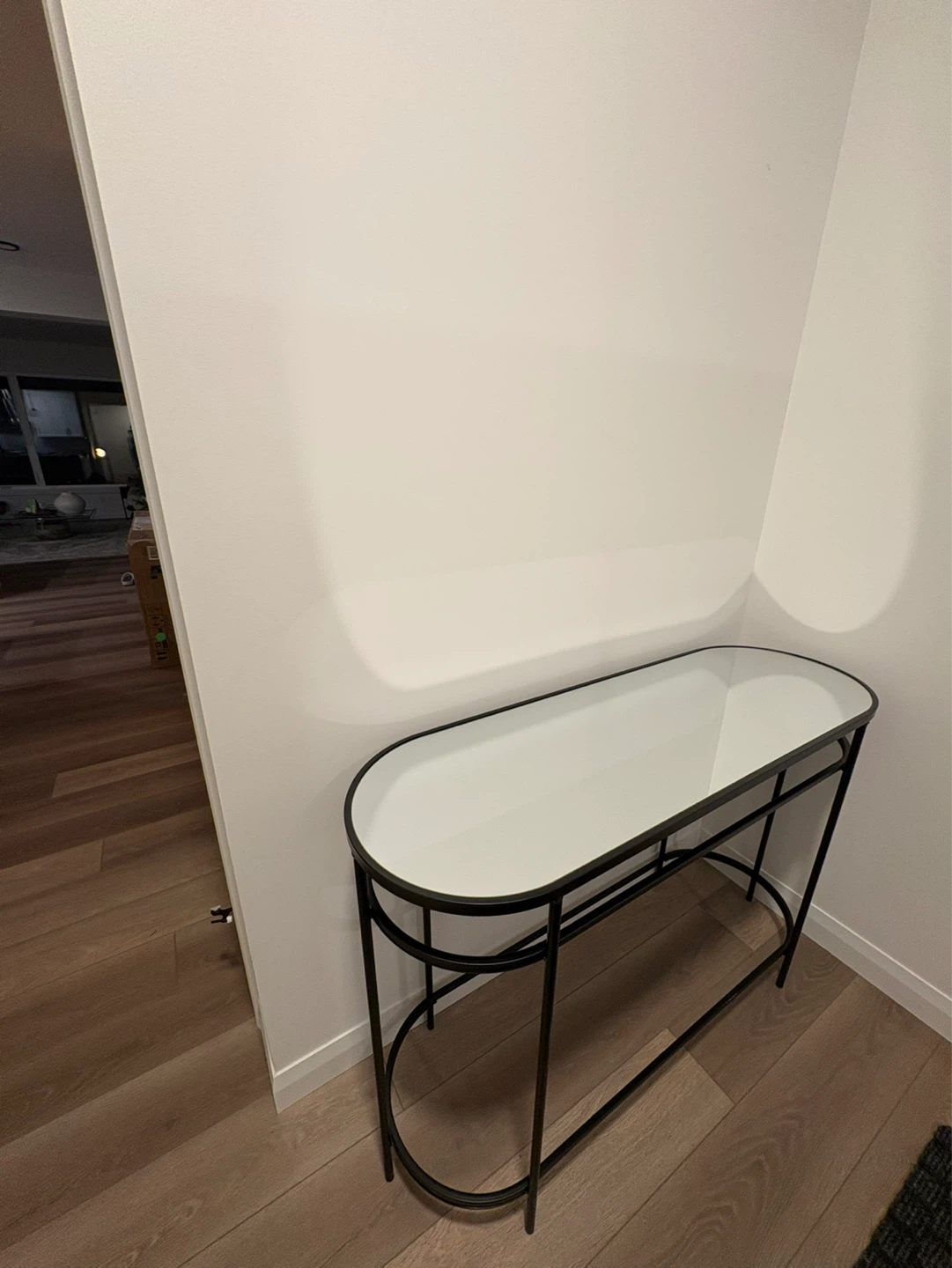 Structube Oval Console Table with Black Metal Frame