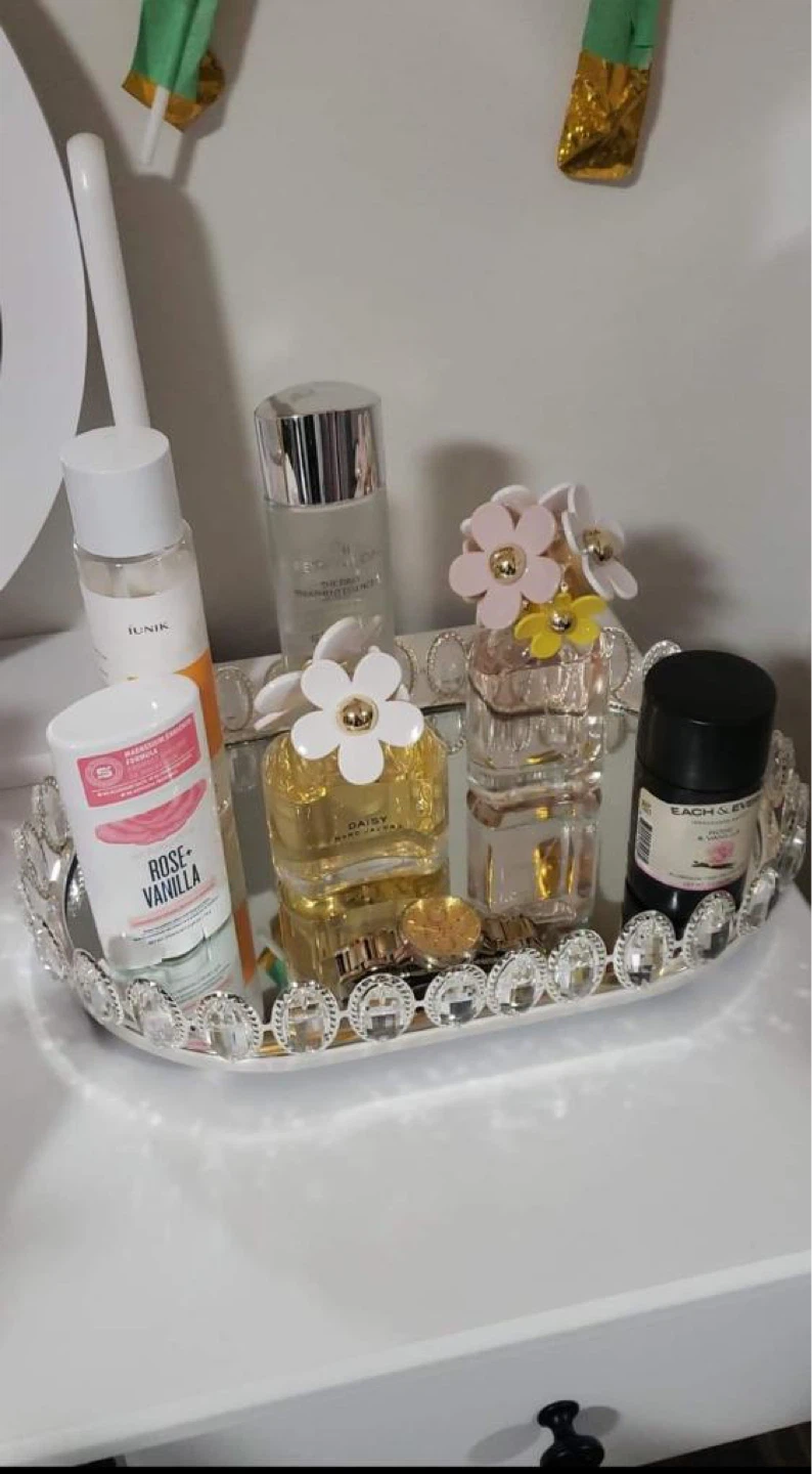 Decorative Mirrored Tray with Crystal Embellishments - photo 2