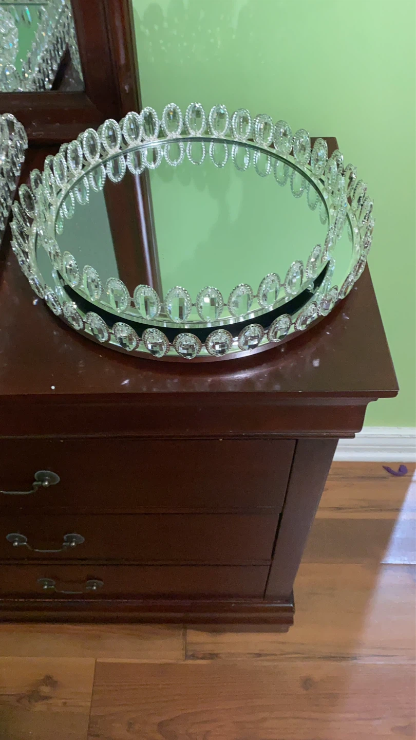 Decorative Mirrored Tray with Crystal Embellishments - photo 5