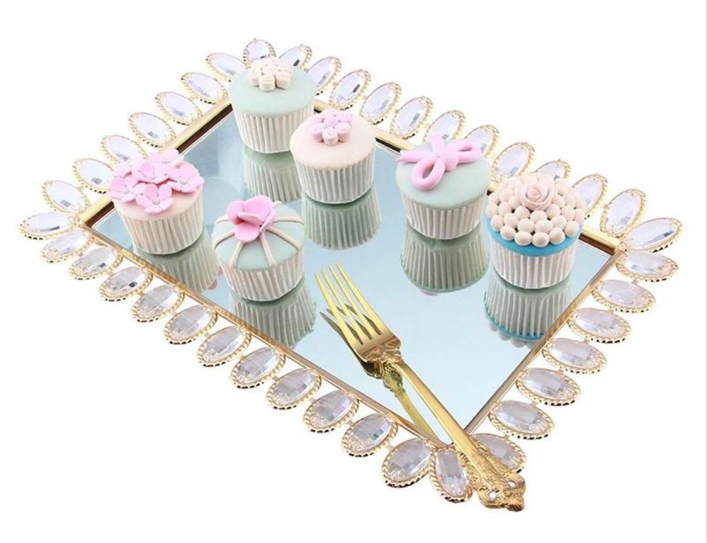 Decorative Mirrored Tray with Crystal Embellishments - photo 3
