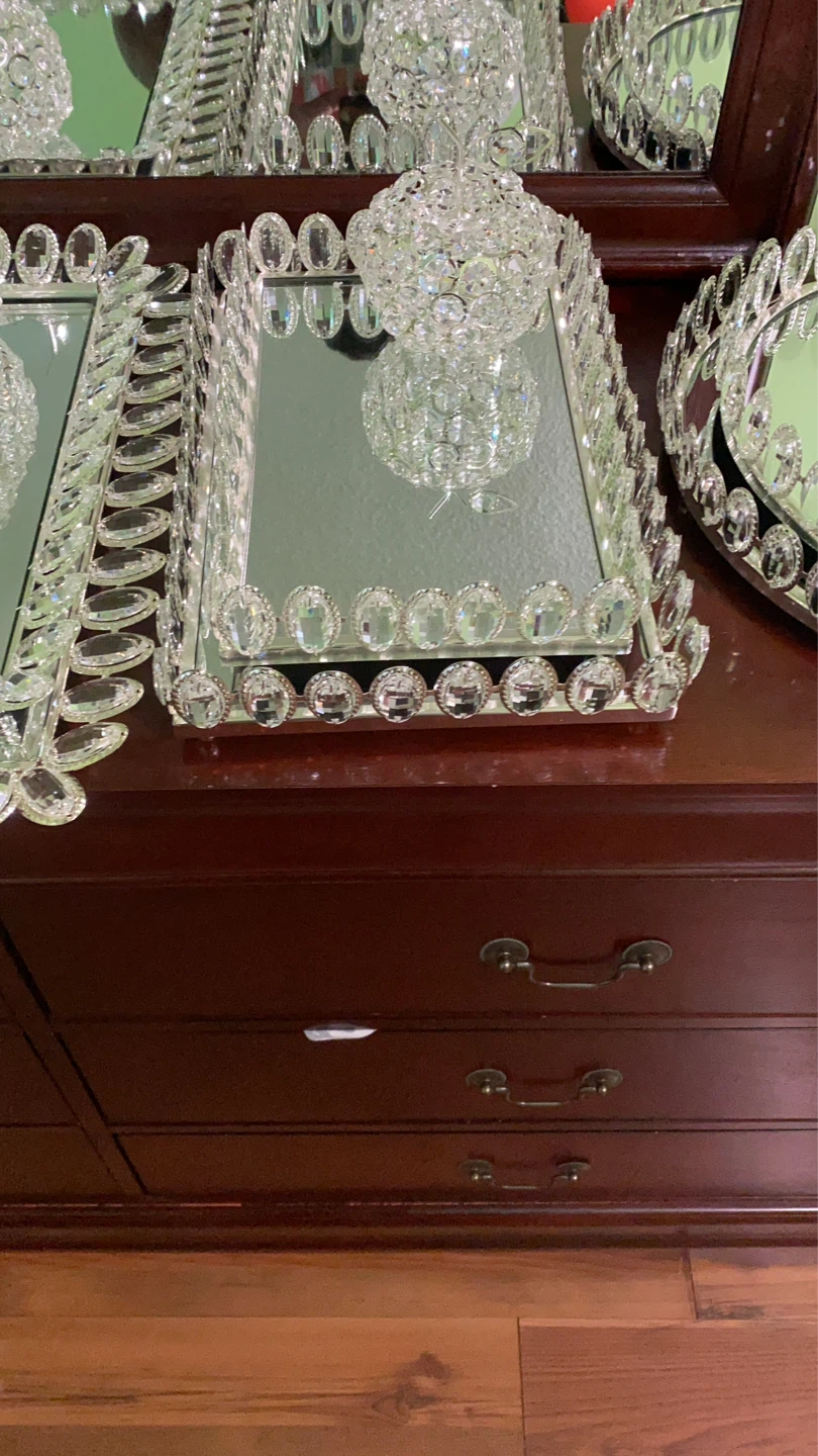 Decorative Mirrored Tray with Crystal Embellishments - photo 4