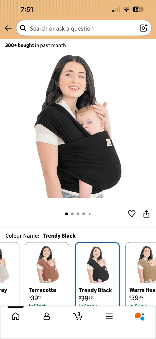 NEW! KeaBabies Original Baby Wrap Carrier - Trendy Black - photo 2