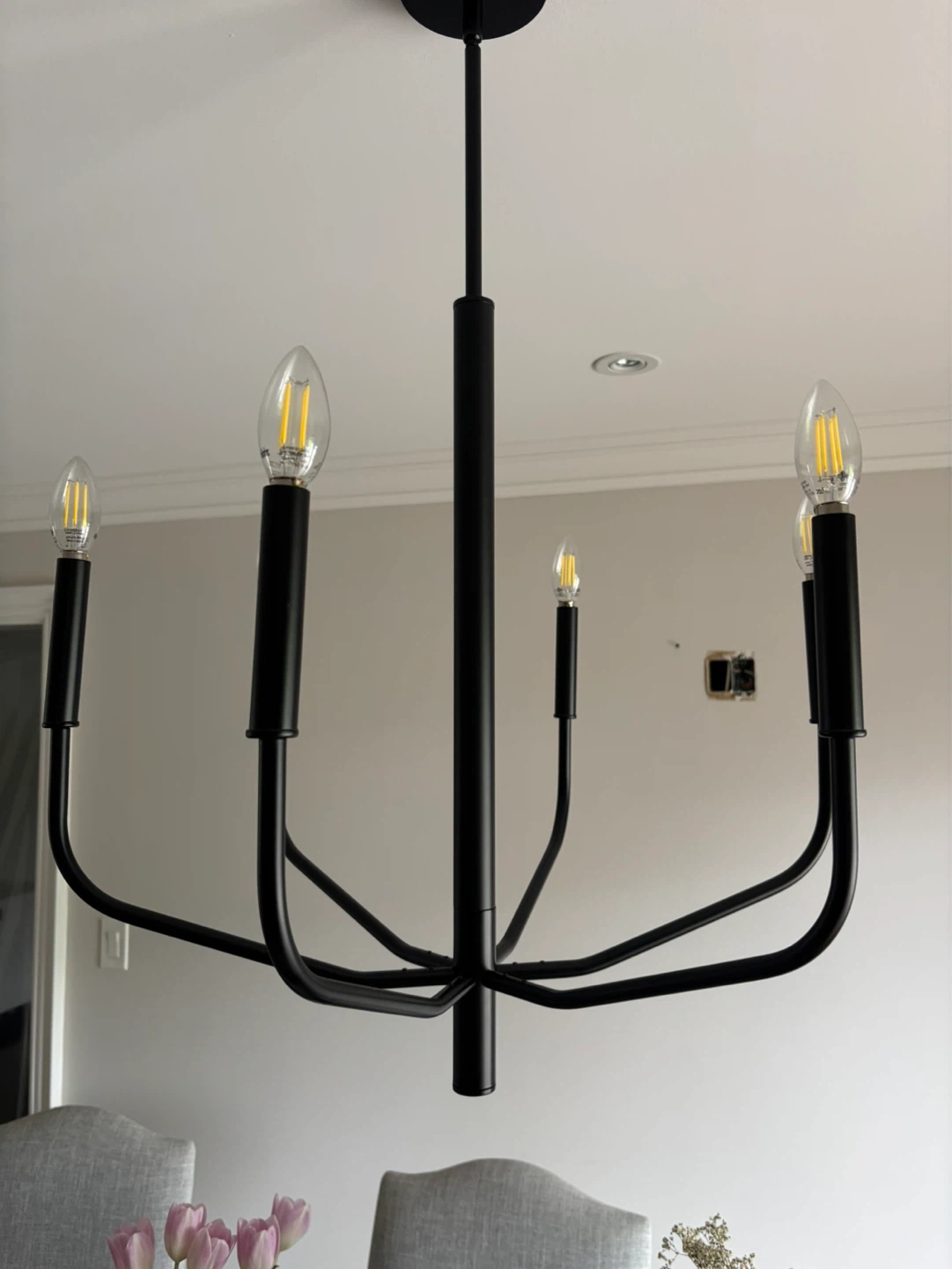 Black 6-Light Chandelier with LED Bulbs