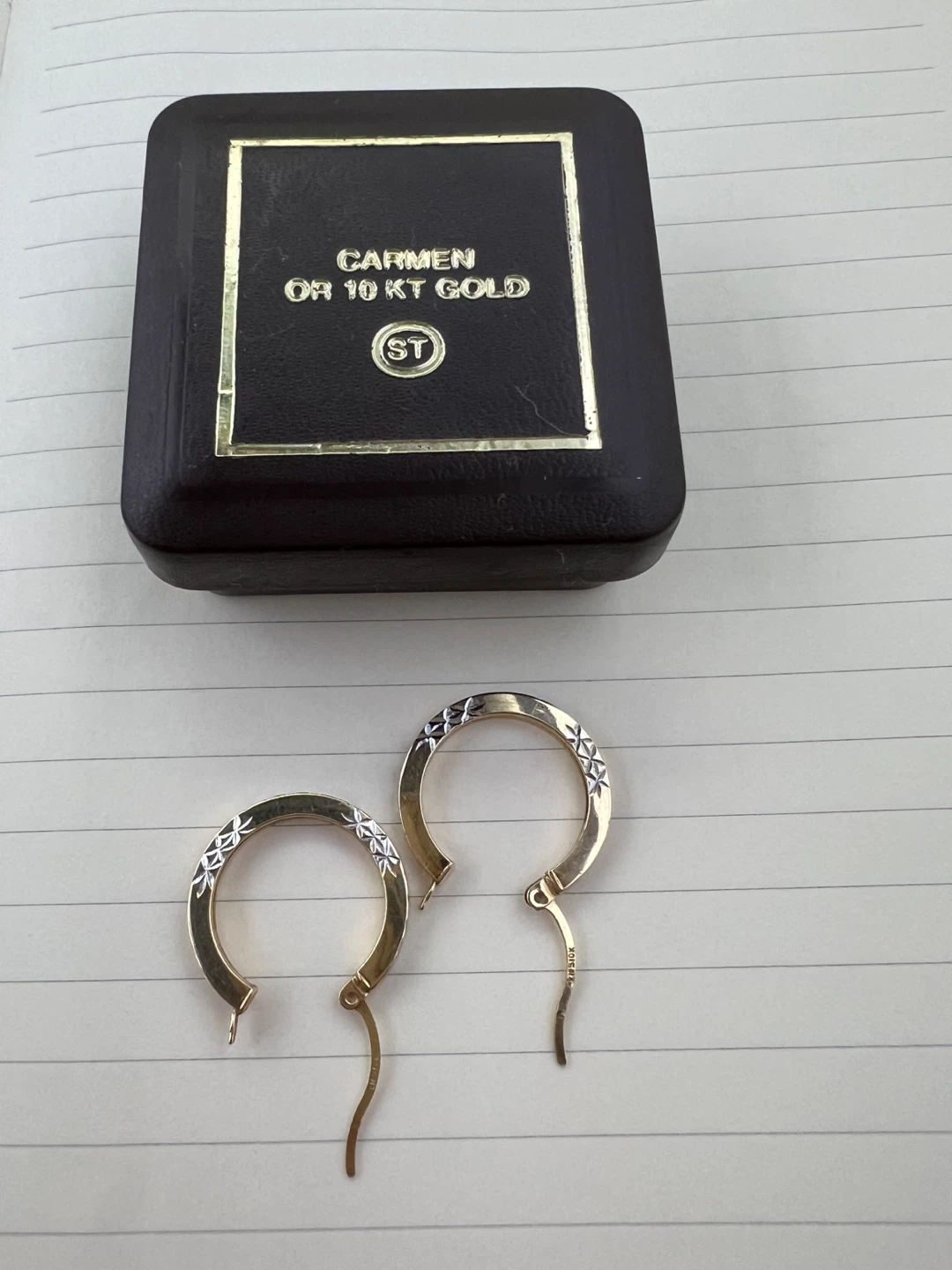10K Yellow Gold Diamond-Cut Hoop Earrings - photo 2
