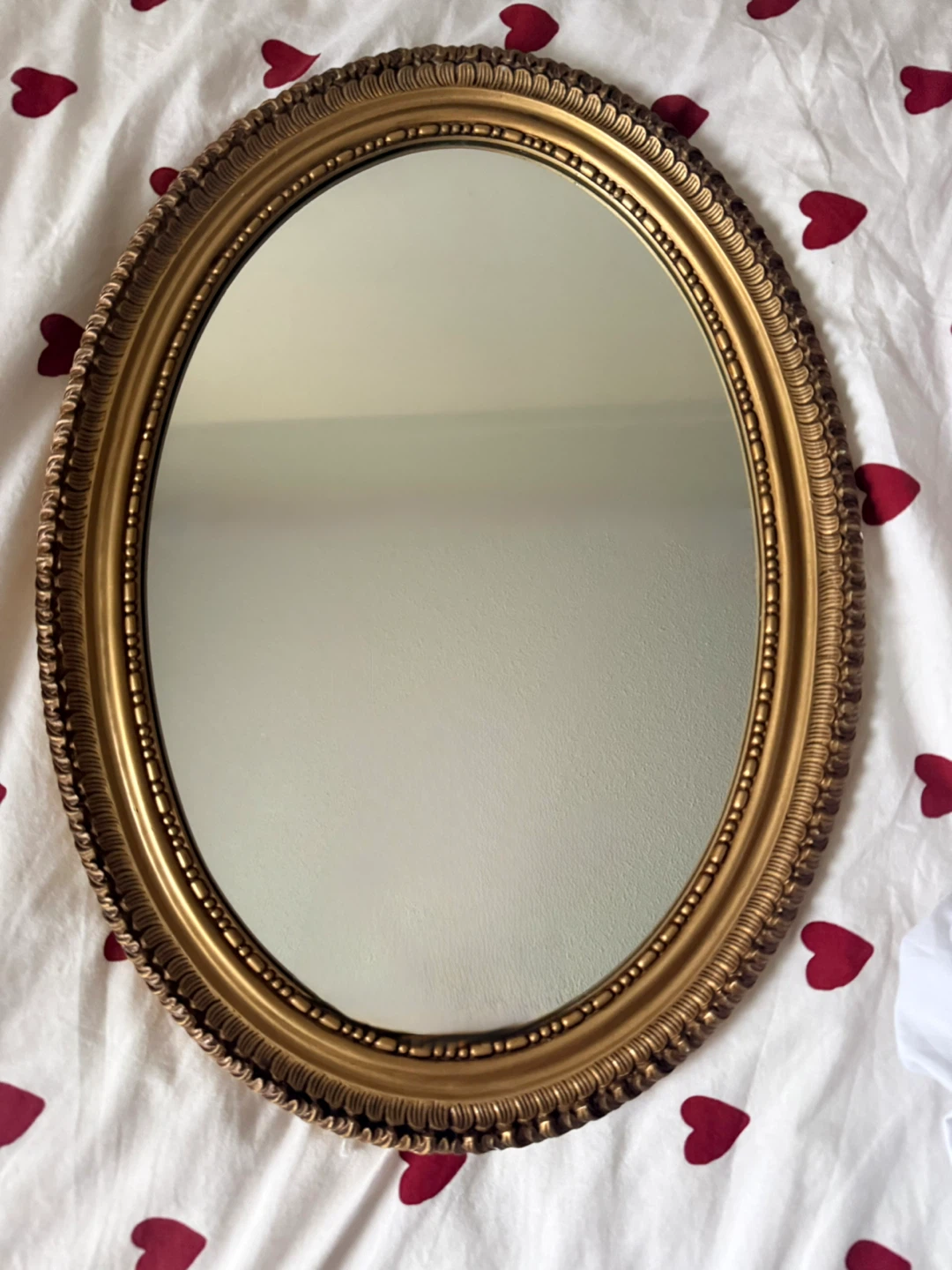 Vintage Oval Gold Tone Decorative Mirror
