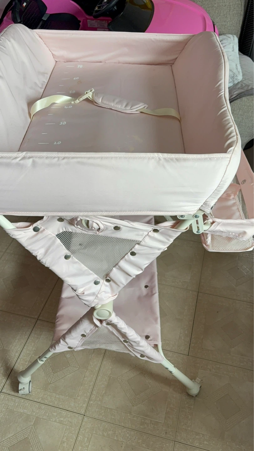 Pink Portable Baby Changing Station with Storage