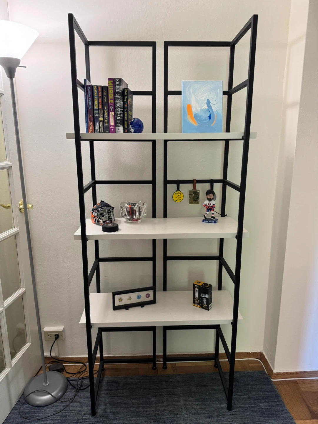 Black Metal and White Shelf Bookshelf