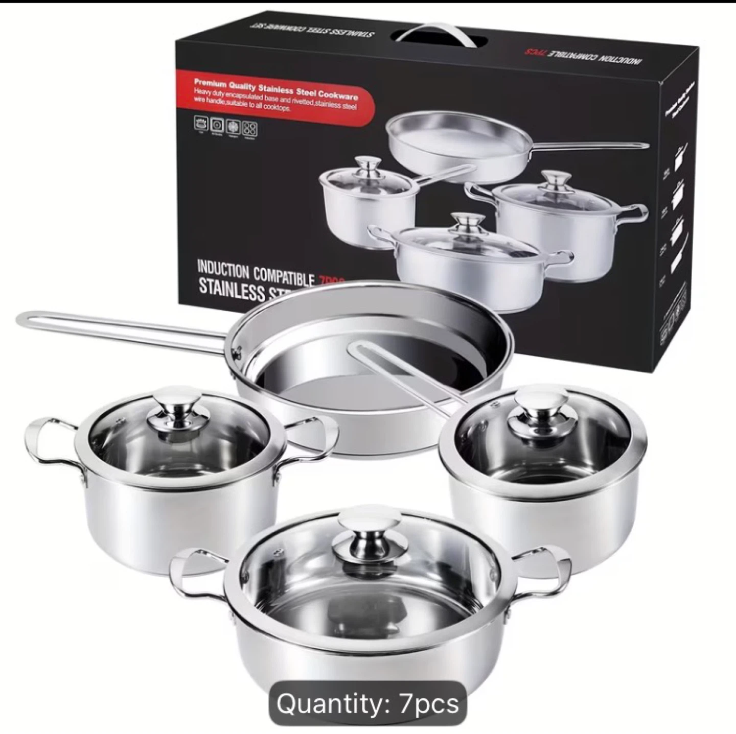 brand new 7pc premium stainless steel cookware set