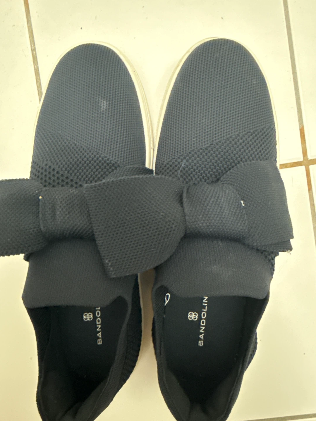 Bandolino Black Knit Slip-On Sneakers with Bow Detail