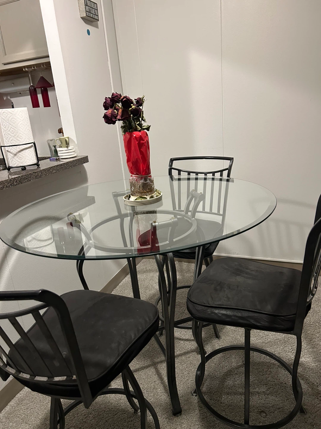 Glass Top Dining Table with 3 Chairs - photo 2