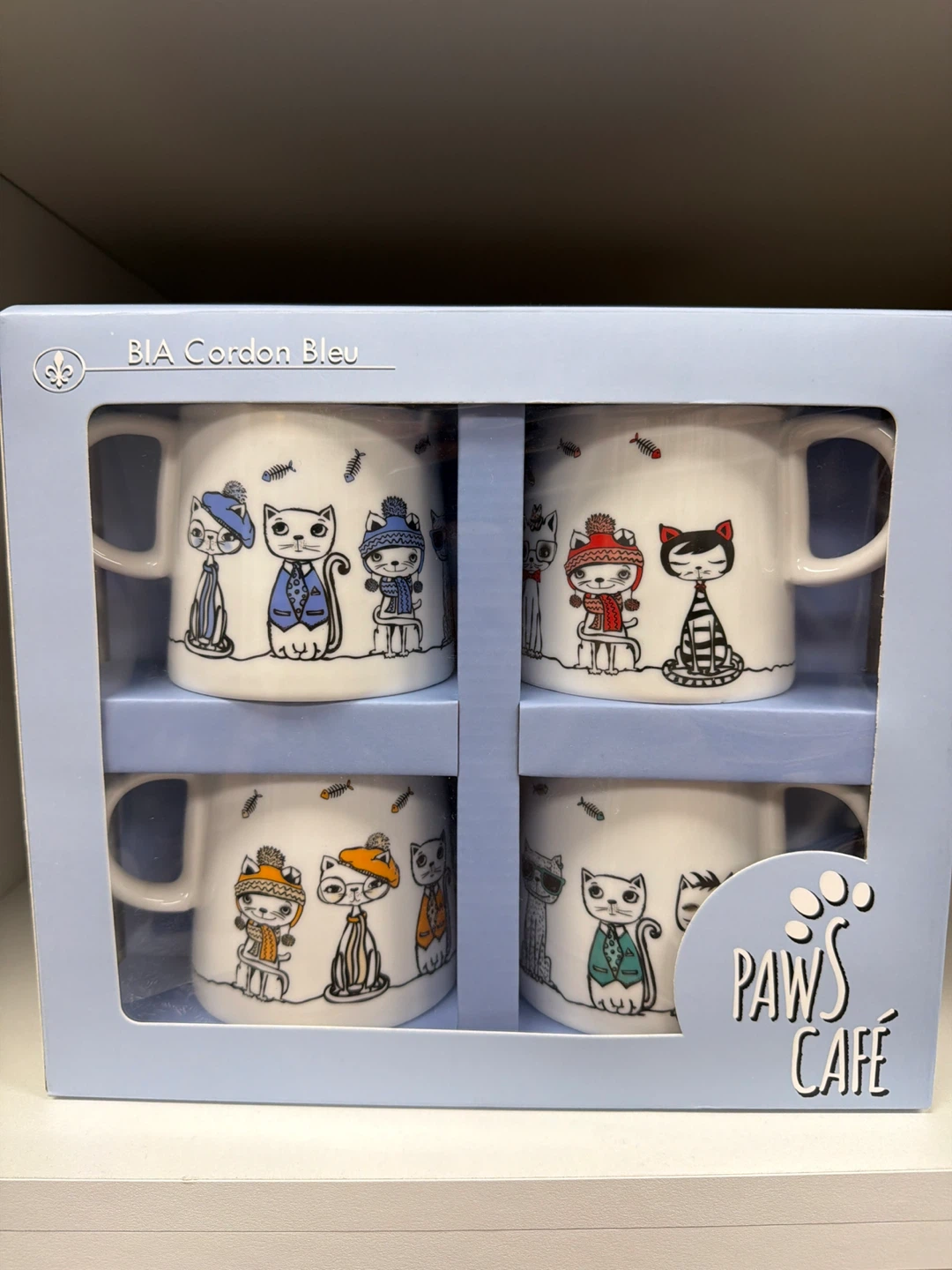 BIA Cordon Bleu Paws Cafe Set of 4 Mugs