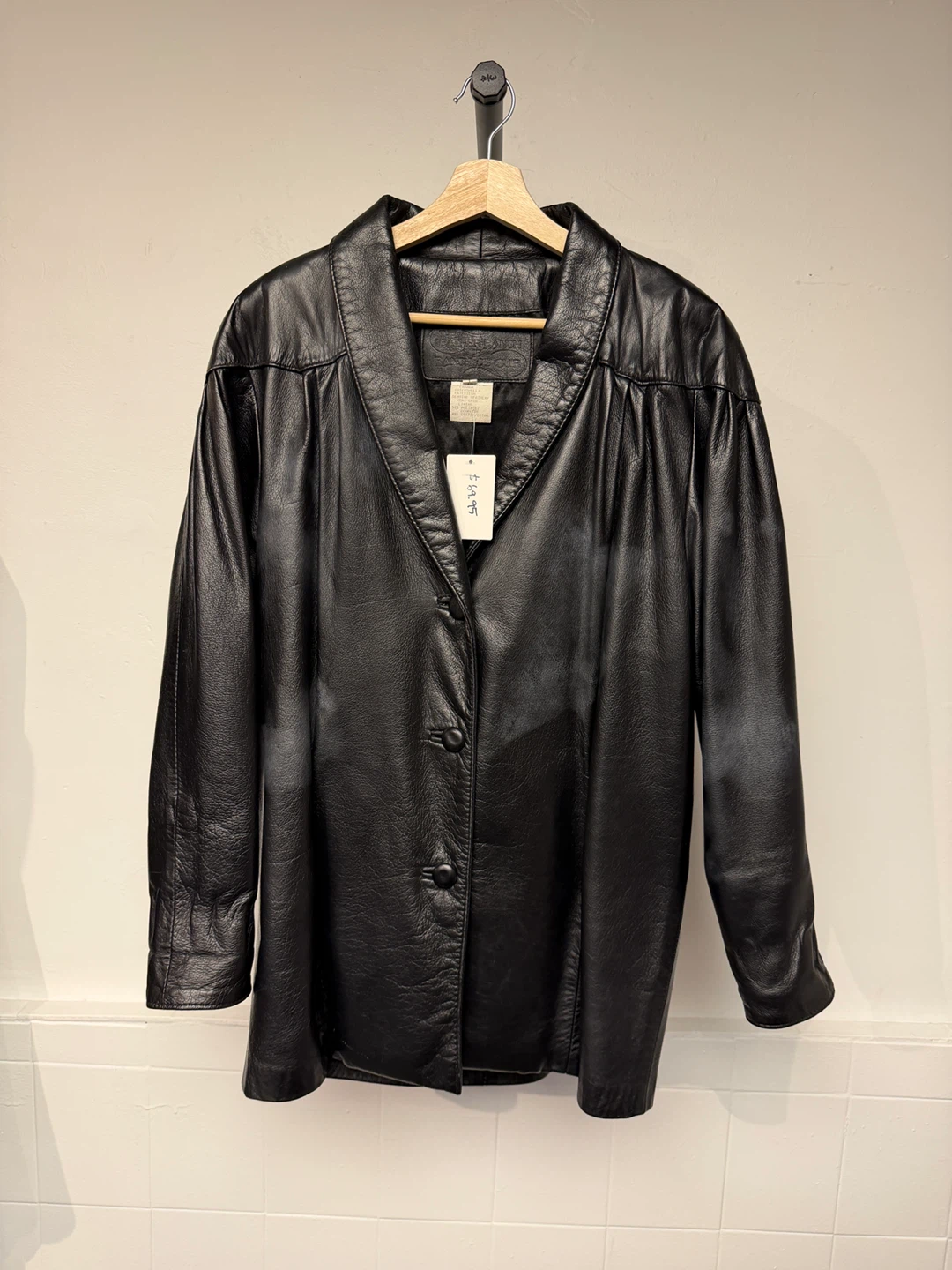Black Faux Leather Button-Up Jacket - photo 5