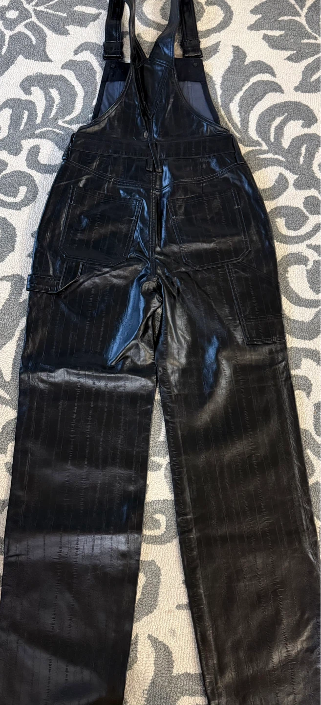 Good American Black Faux Leather Overalls - photo 5