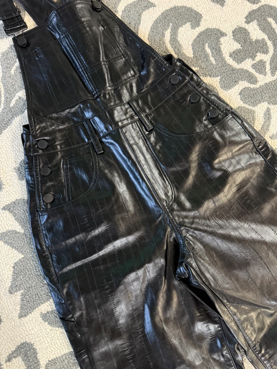 Good American Black Faux Leather Overalls - photo 2