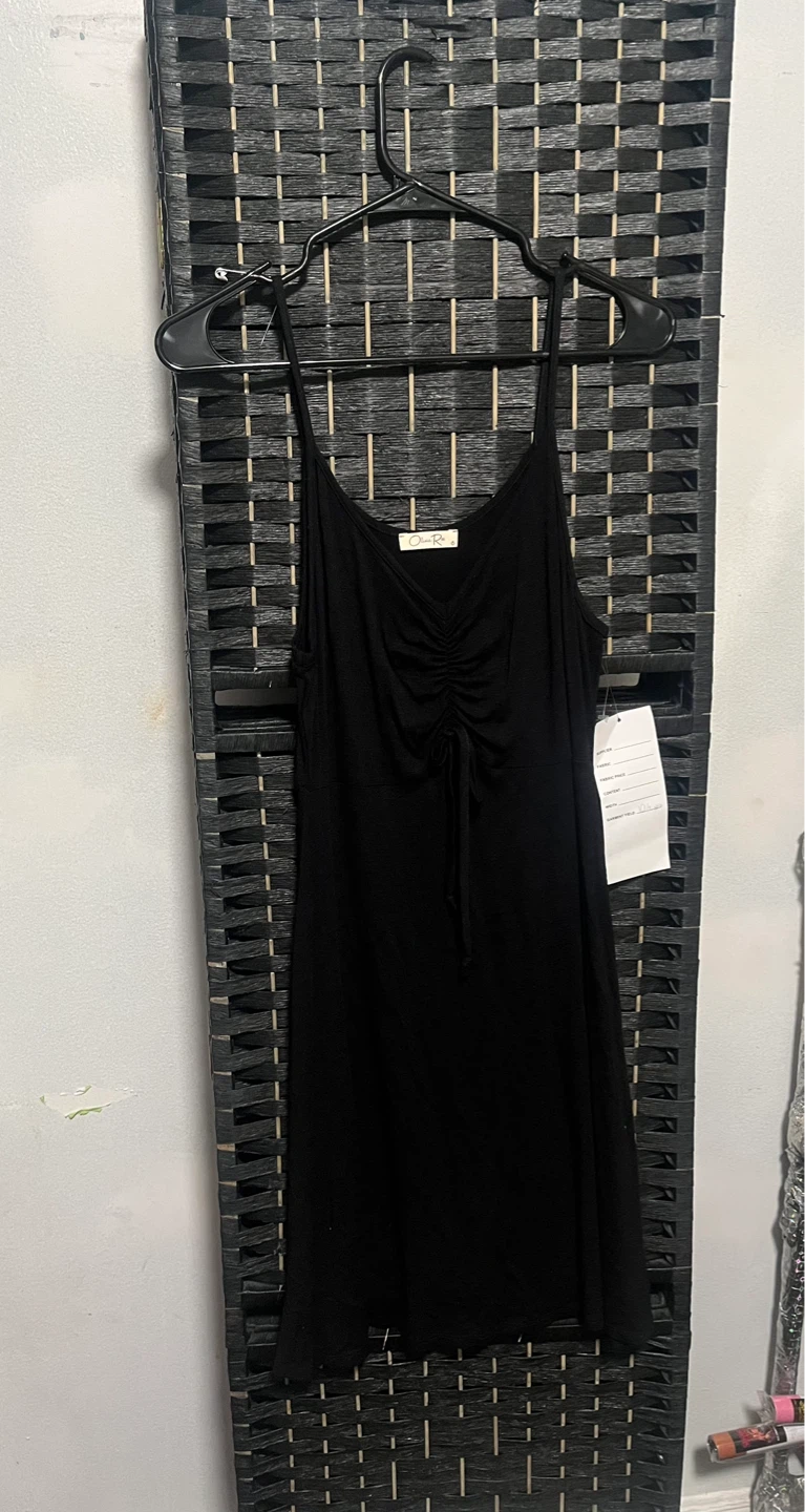 Black Ruched Spaghetti Strap Dress size M - photo 3