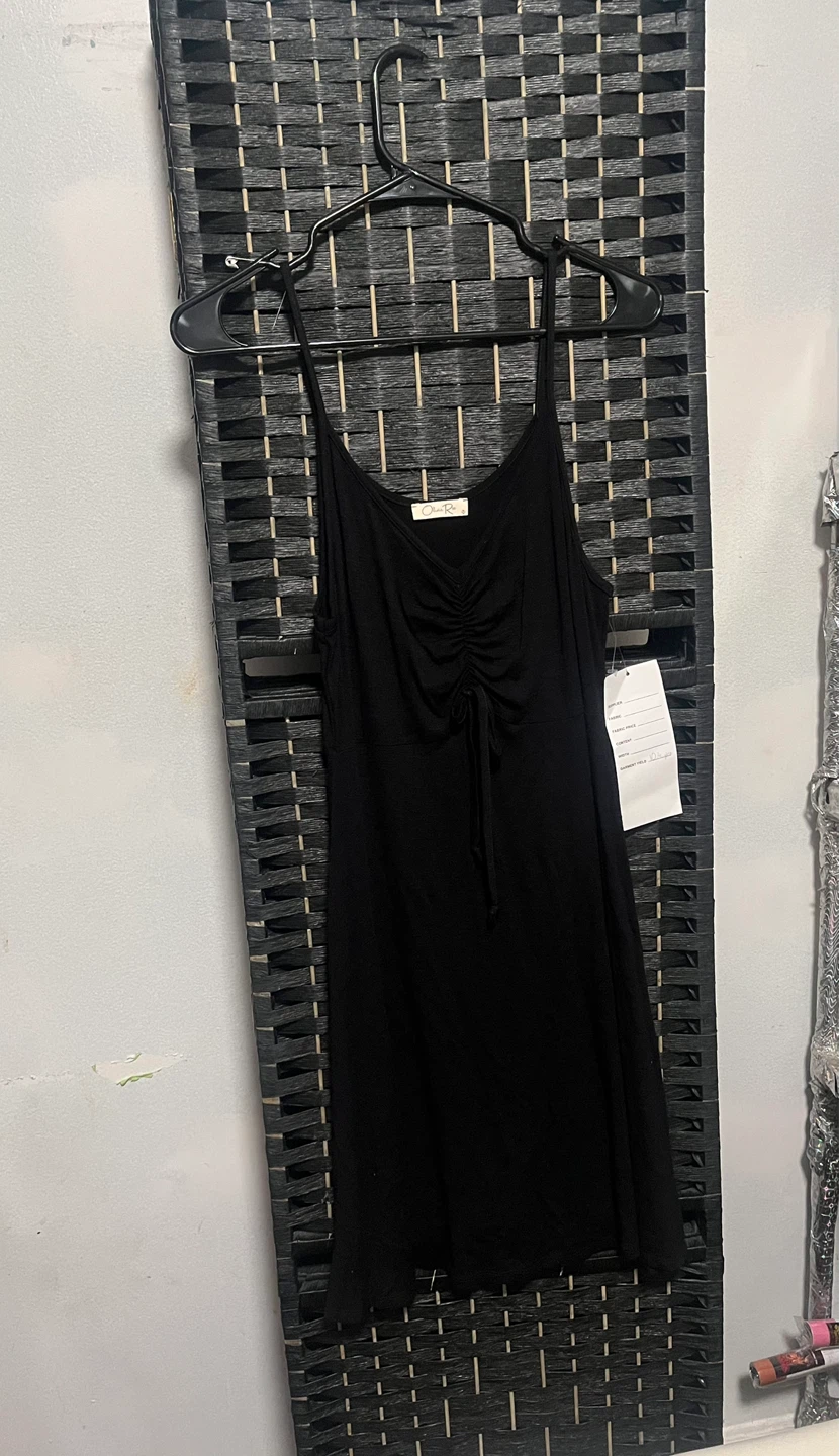 Black Ruched Spaghetti Strap Dress size M - photo 2