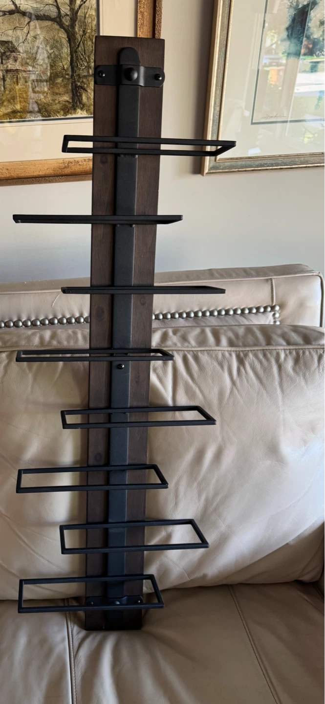 StyleCraft Heath Wood and Metal Wall Wine Rack