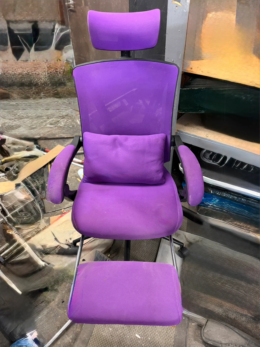 Purple Ergonomic Office Chair with Footrest