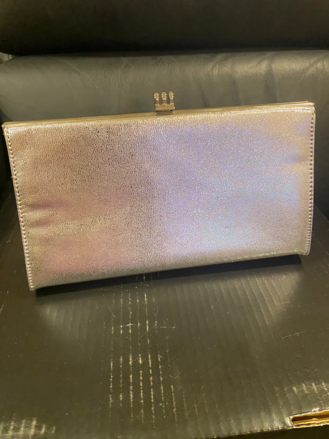 Silver Clutch Bag with Chain
