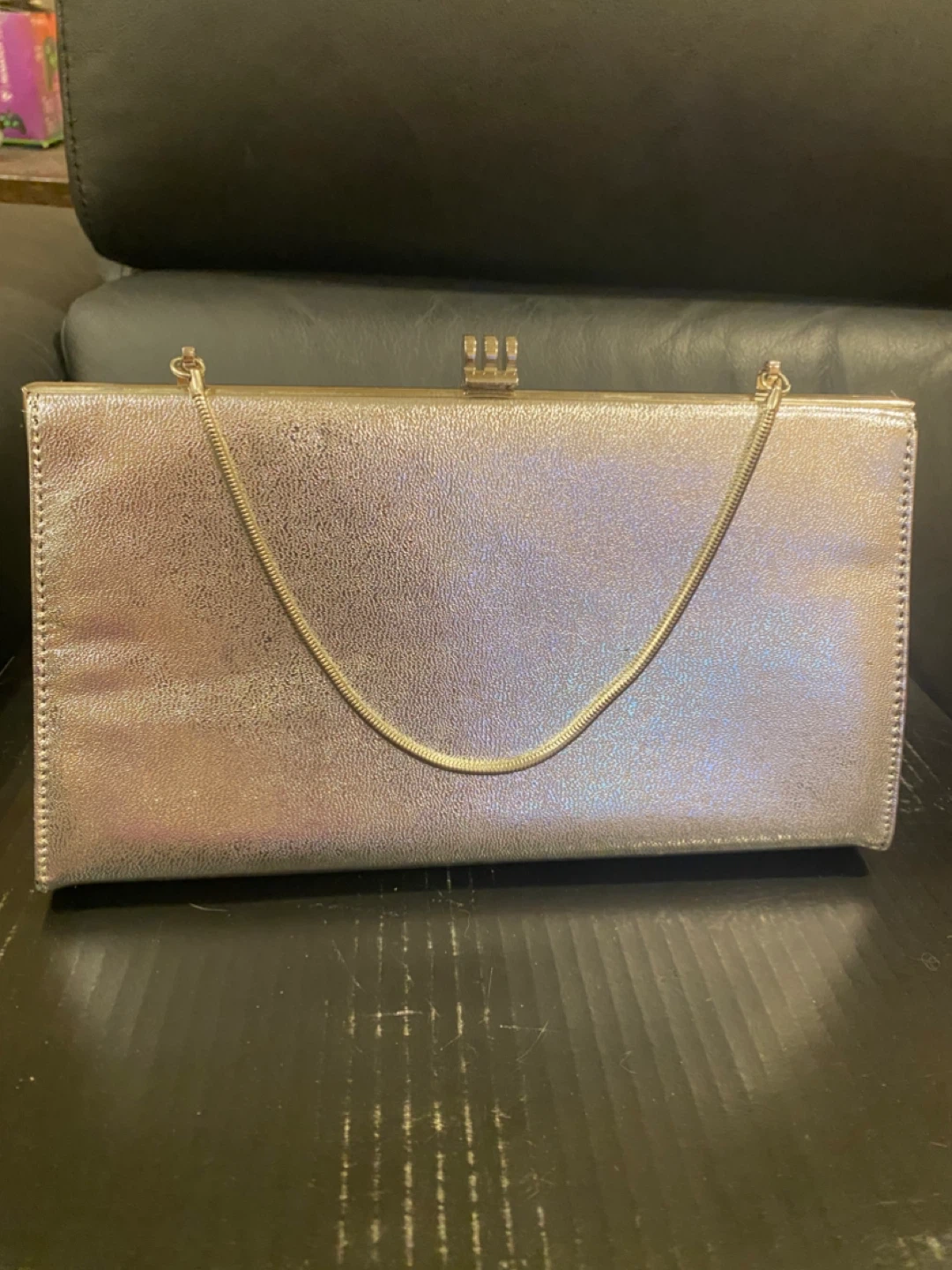 Silver Clutch Bag with Chain - photo 3