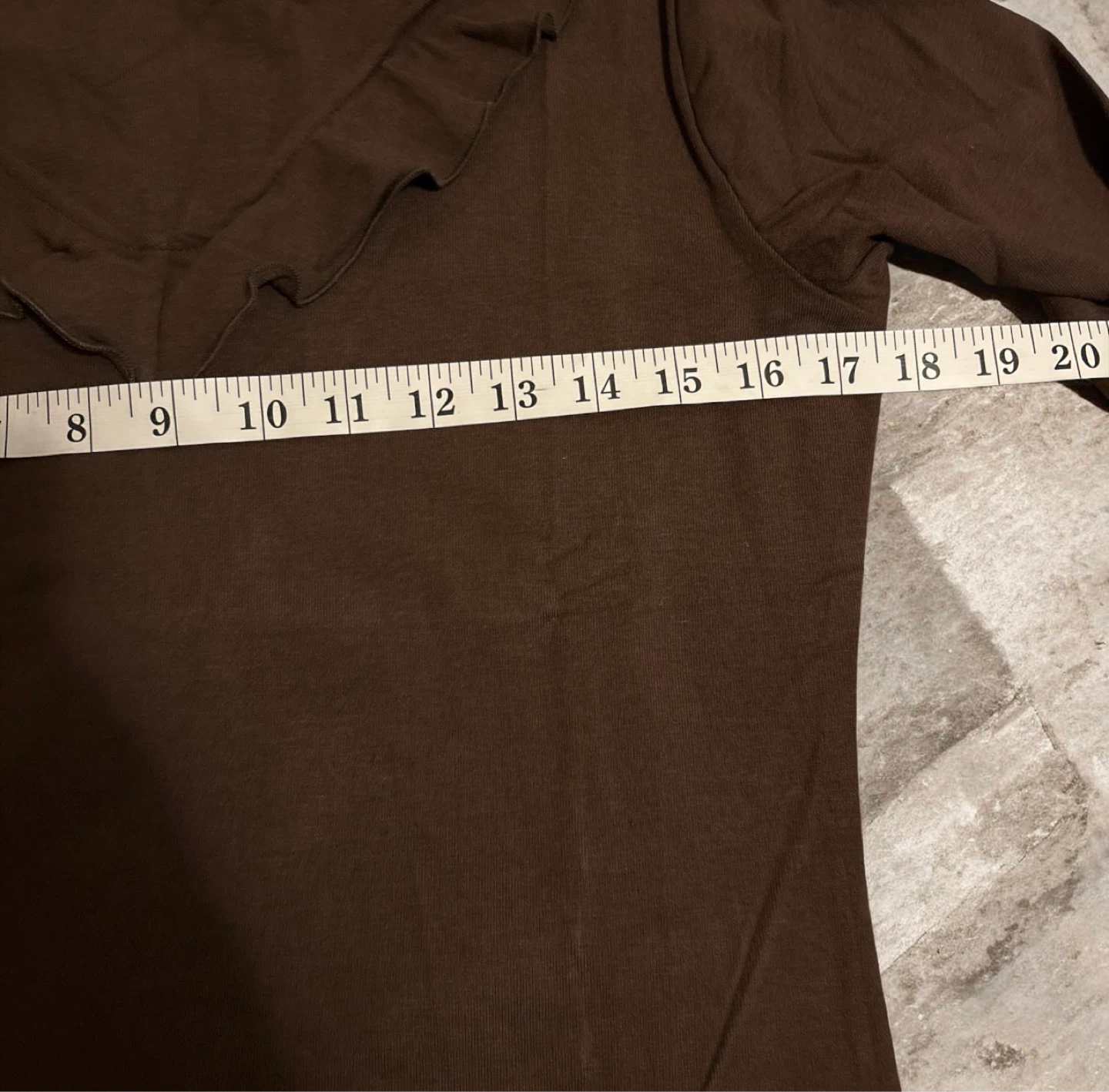 Brown Long Sleeve Ruffled Neck Dress - XL - photo 3