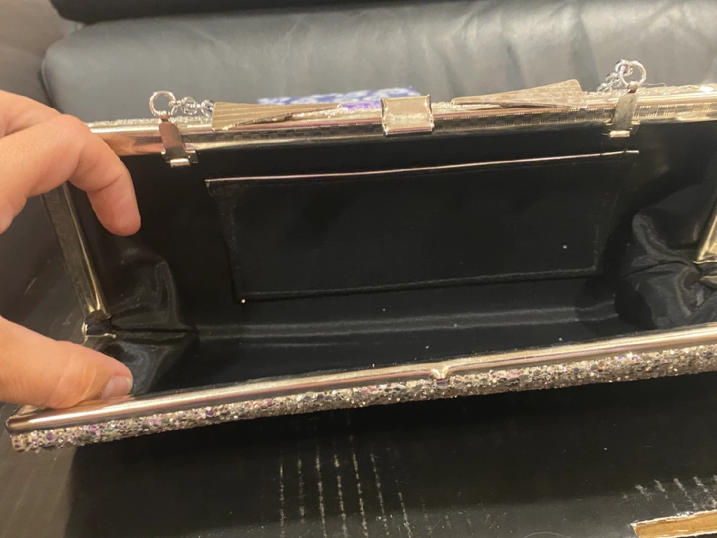 Sparkly Silver Clutch Purse with Chain Strap - photo 2