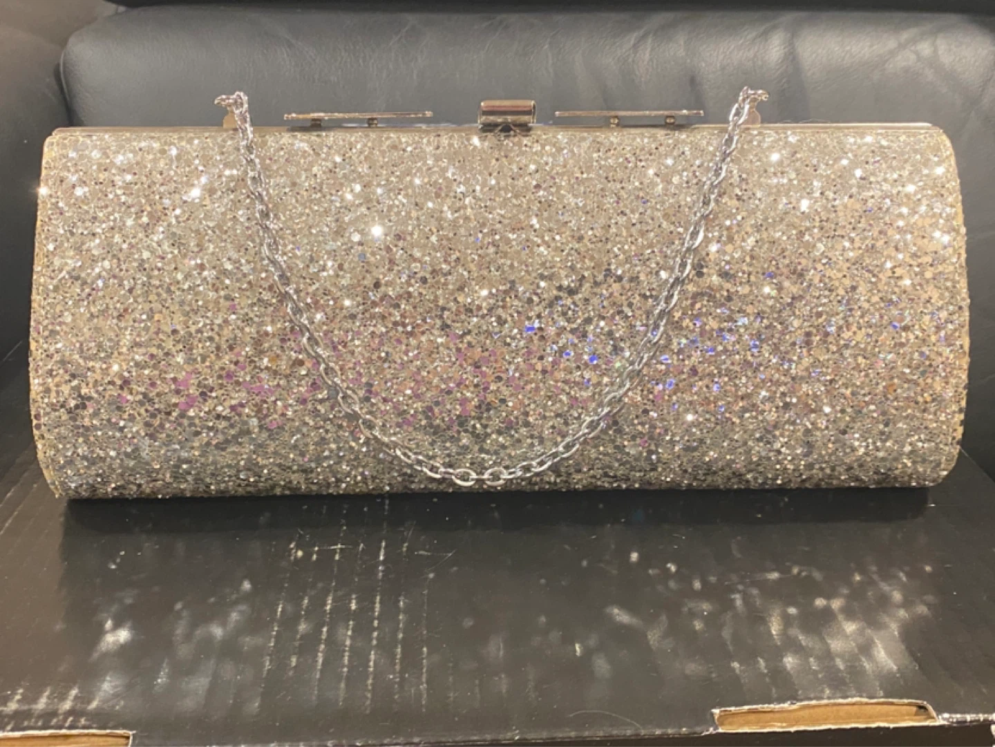 Sparkly Silver Clutch Purse with Chain Strap - photo 3
