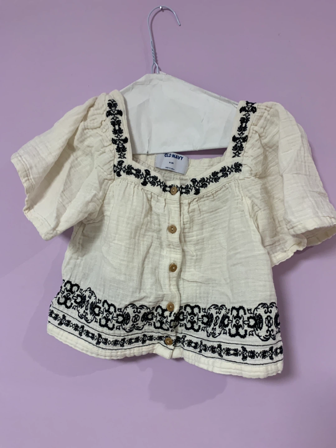Old Navy Embroidered Square Neck Blouse