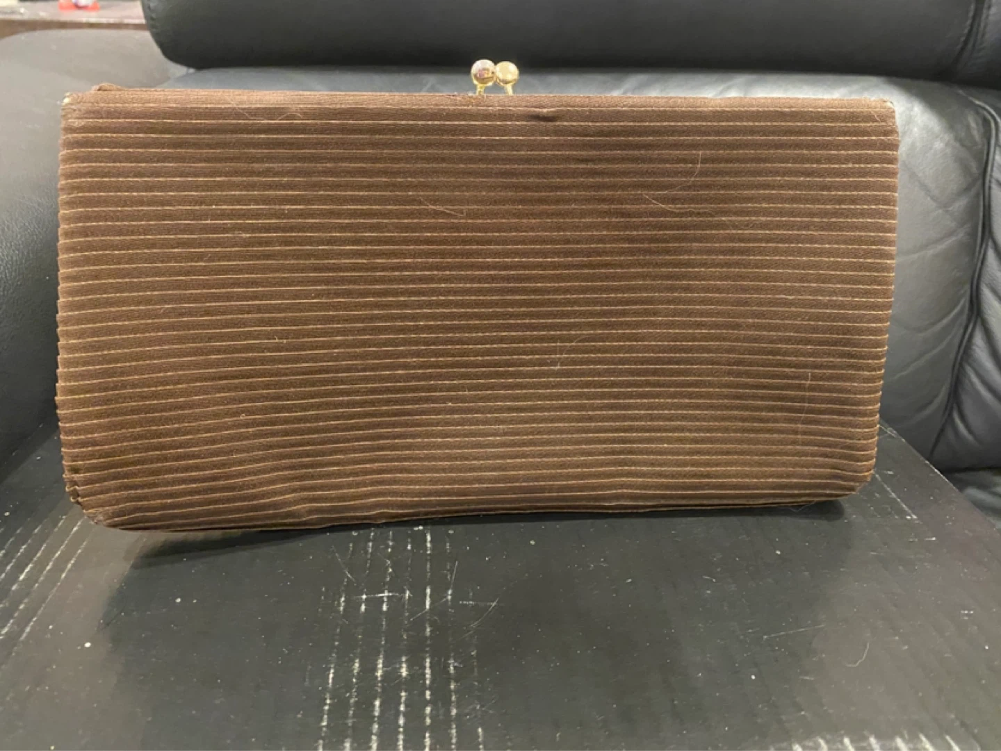 Brown Clutch Purse with Chain