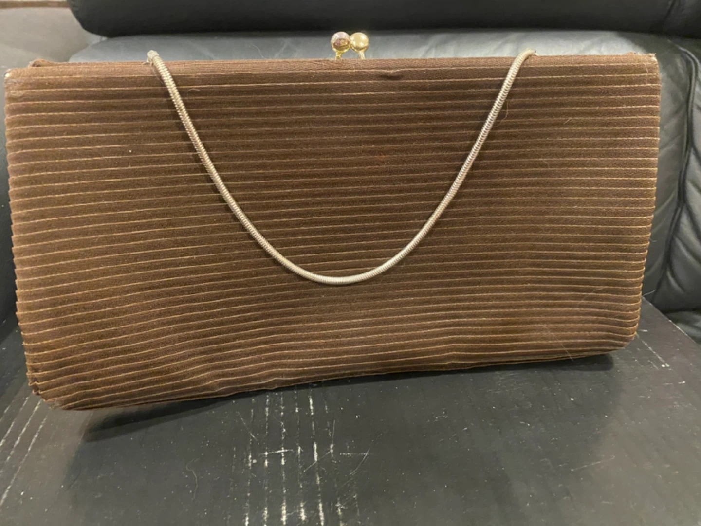 Brown Clutch Purse with Chain - photo 3