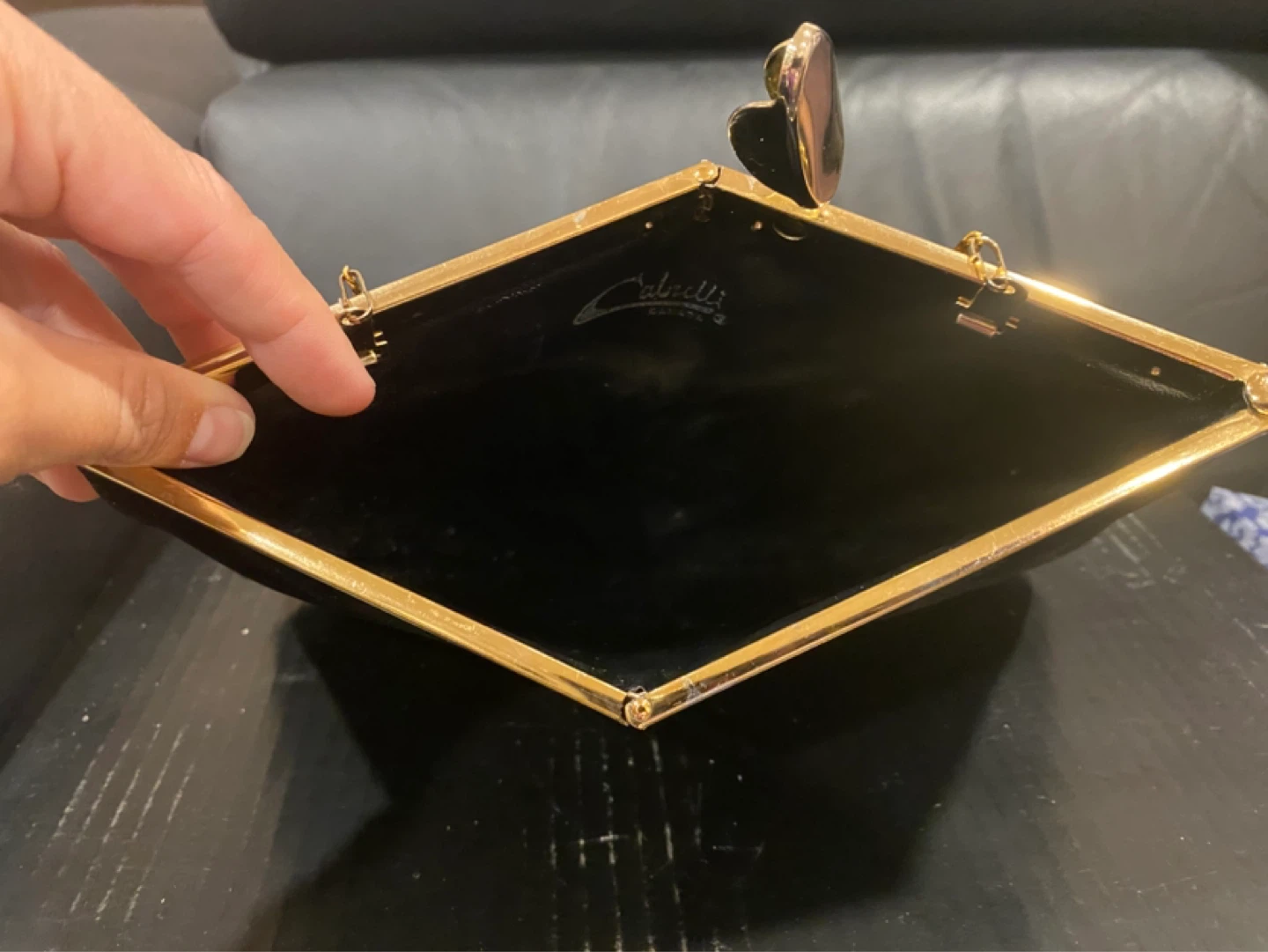 Black Velvet Clutch with Gold Chain - photo 2